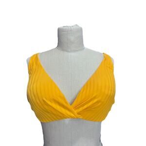 Shade & Shore Yellow Bikini Top Size 38D Yellow Ribbed, Lightly Padded NEW